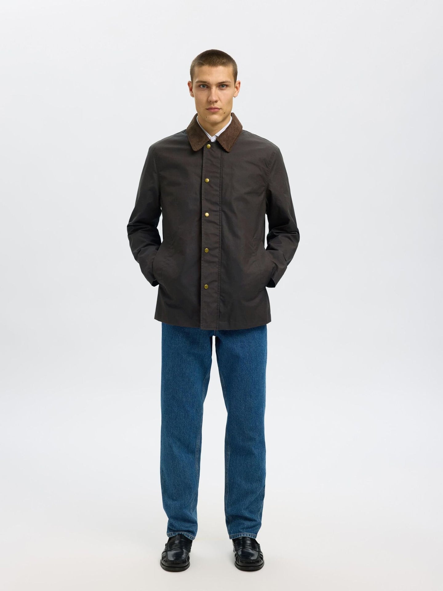 Selected Homme Walter Waxed Cotton Jacket Donkerbruin Heren