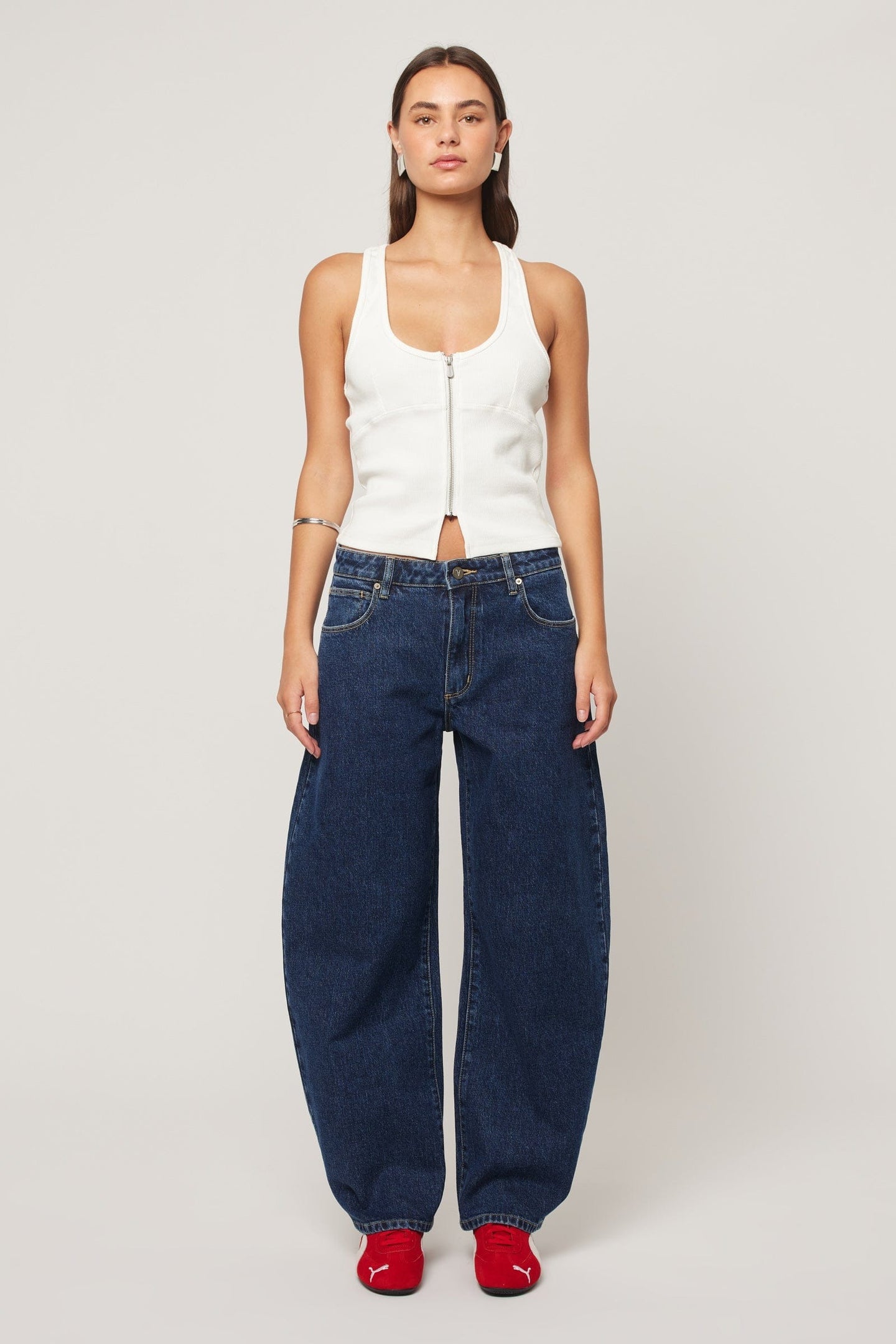 Abrand Mid Barrel Jean Donkerblauw Dames