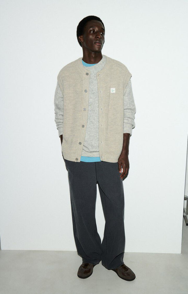 American Vintage Crashway Cardigan Lichtgrijs Heren