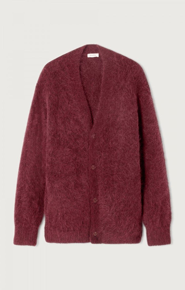 American Vintage Niby Cardigan Donkerrood Heren