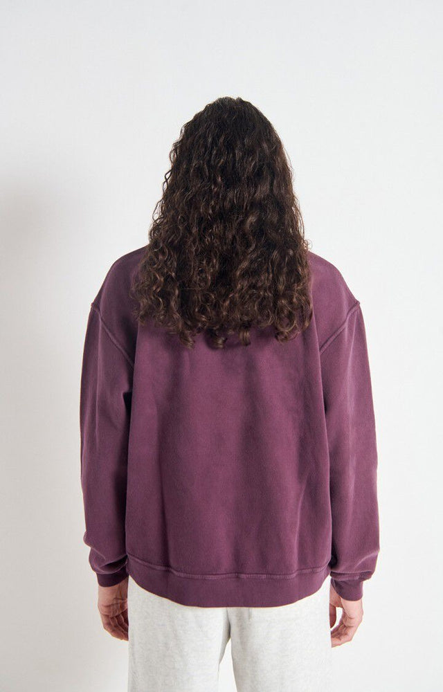 American Vintage Plizzy Sweater Donkerrood Heren