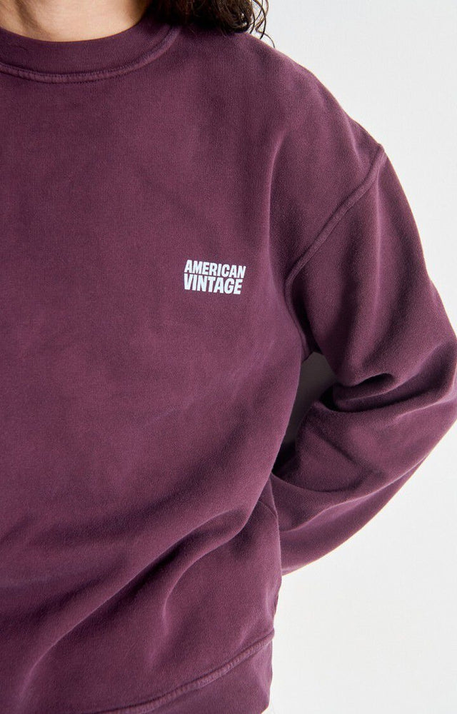 American Vintage Plizzy Sweater Donkerrood Heren