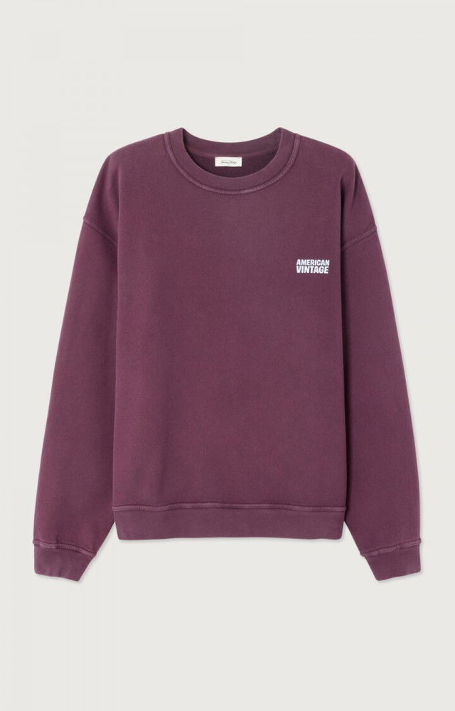 American Vintage Plizzy Sweater Donkerrood Heren