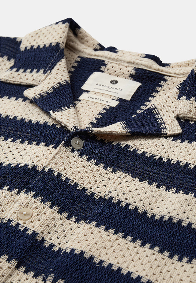 Anerkjendt Leander Stripe Lace Ss Shirt Wit Heren