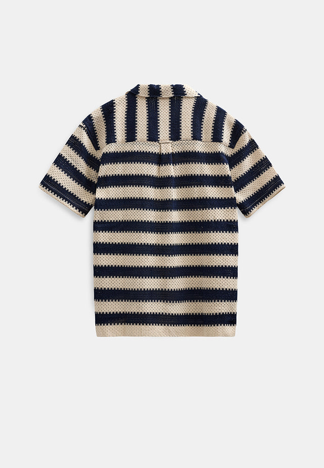 Anerkjendt Leander Stripe Lace Ss Shirt Wit Heren