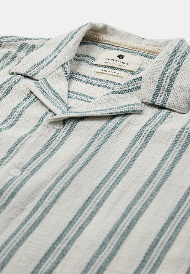 Anerkjendt Leander Structure Stripe 2 Ss Shirt Wit Heren