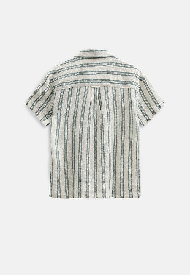 Anerkjendt Leander Structure Stripe 2 Ss Shirt Wit Heren