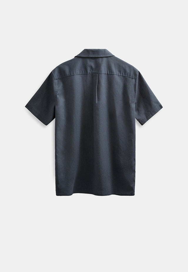 Anerkjendt Leo Cot Lin Ss Shirt Donkerblauw Heren