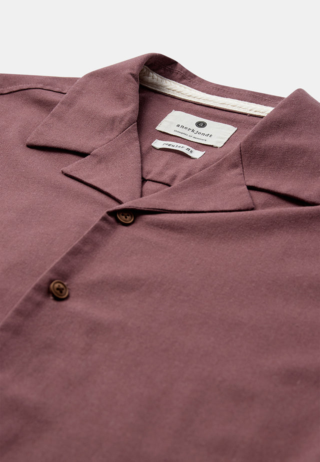 Anerkjendt Leo Cot Lin Ss Shirt Donkerrood Heren