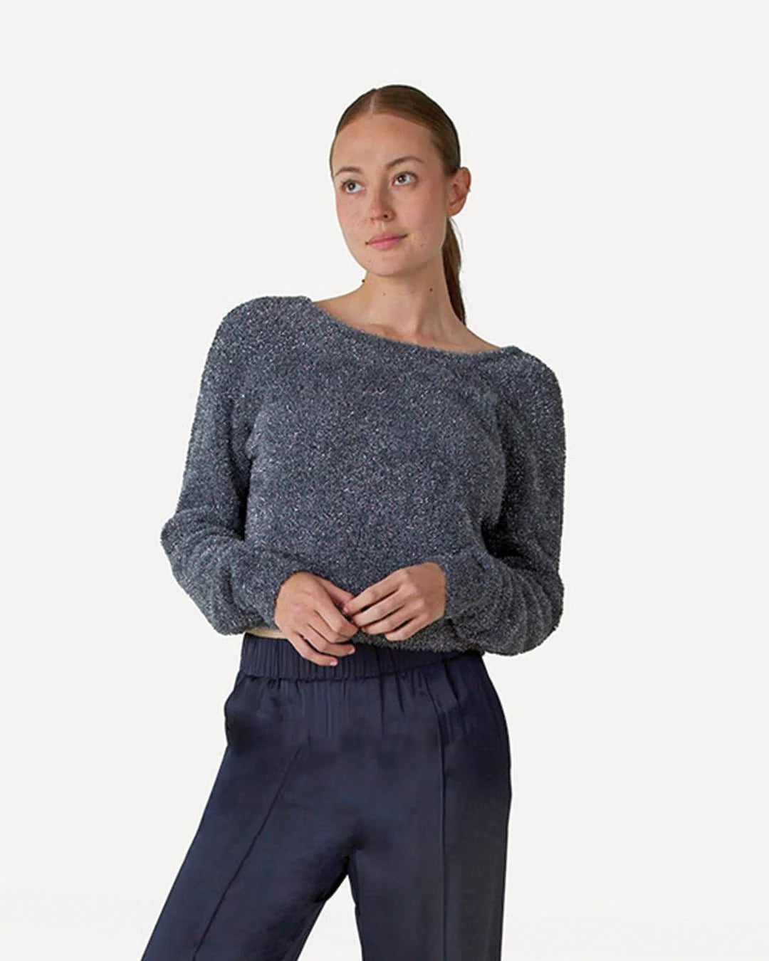 Another Label Adea Knitted Pull Donkergrijs Dames