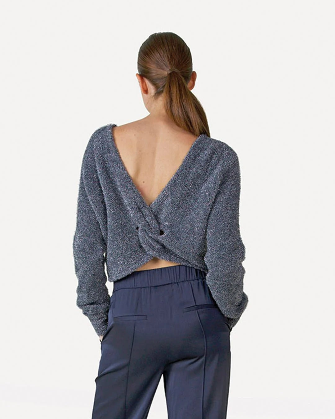 Another Label Adea Knitted Pull Donkergrijs Dames