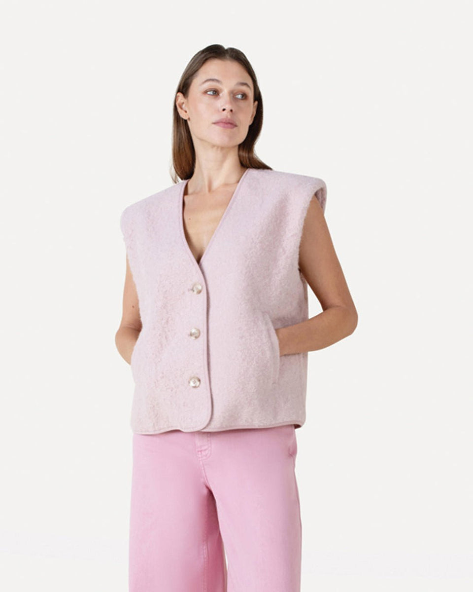 Another Label Beline Boucle Vest Lichtroze Dames