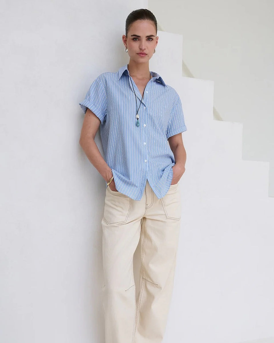 Another Label Blanche Shirt Ss Blauw Dames