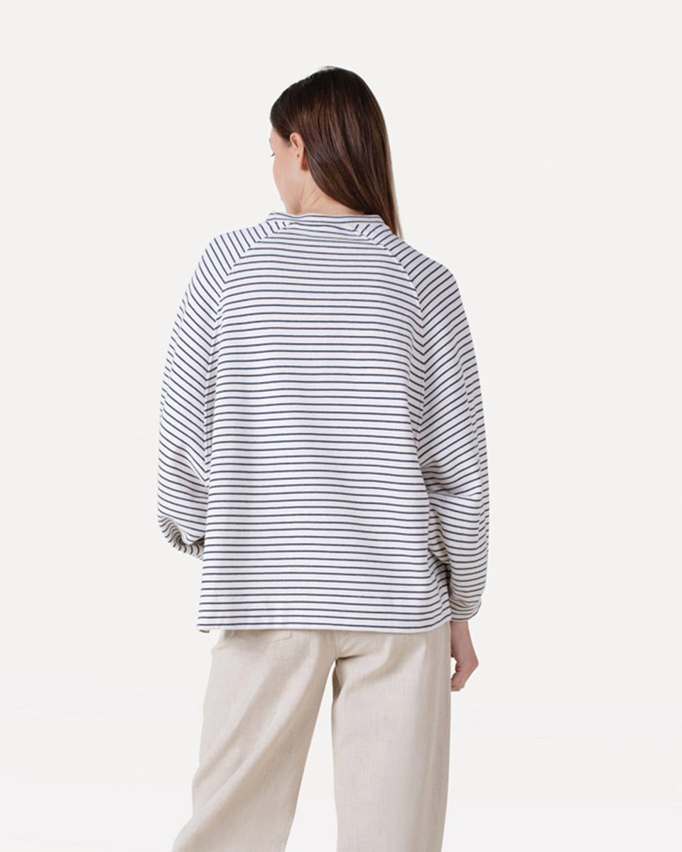 Another Label Flori Stripe Sweat Donkerblauw Dames