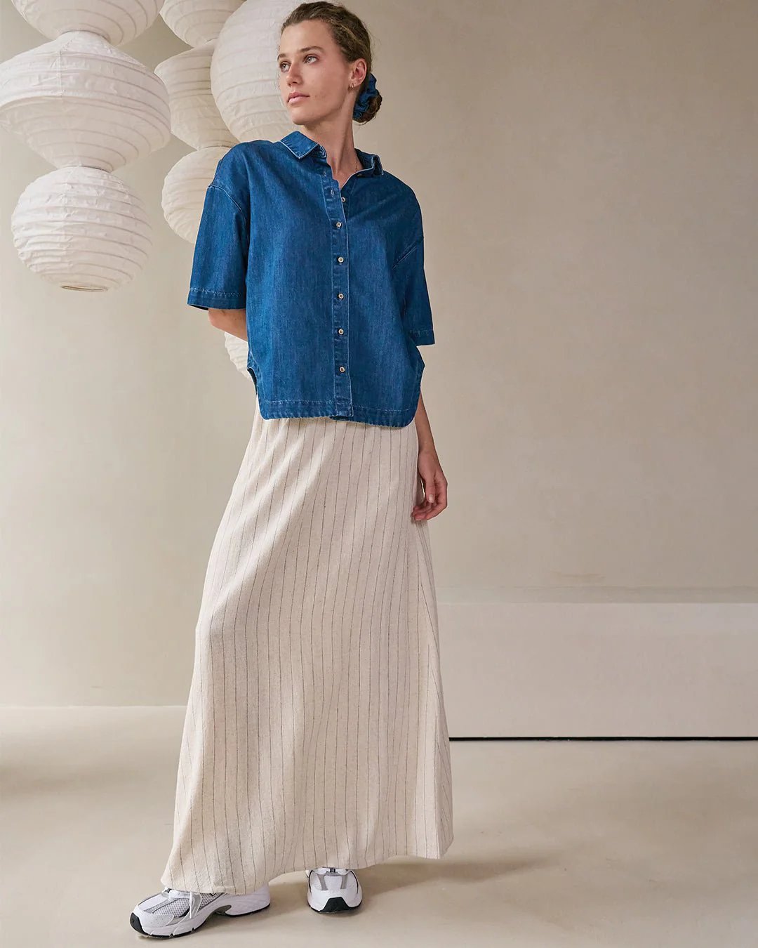 Another Label Michele Shirt Ss Donkerblauw Dames