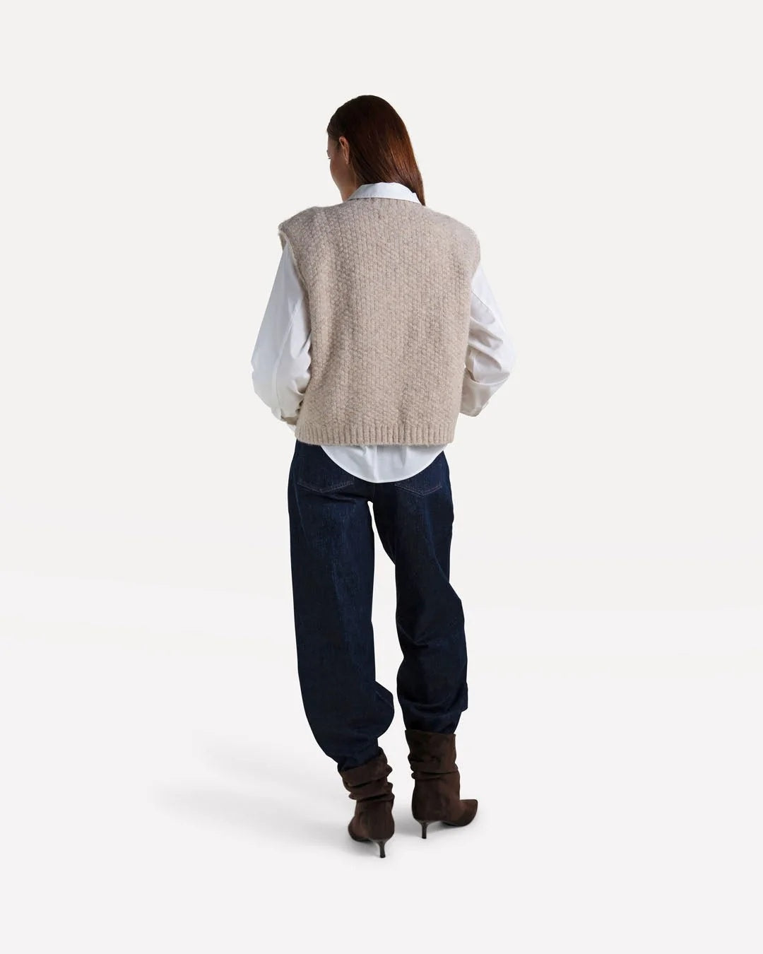 Another Label Nicola Knitted Vest Lichtbruin Dames