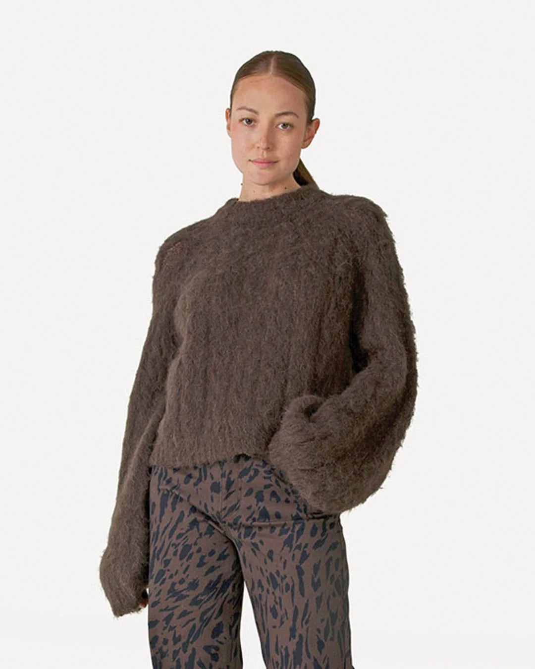 Another Label Perla Knitted Pull Donkerbruin Dames