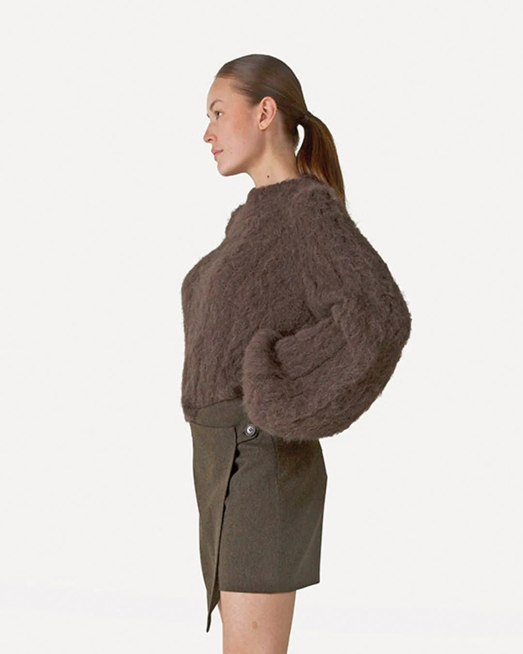 Another Label Perla Knitted Pull Donkerbruin Dames