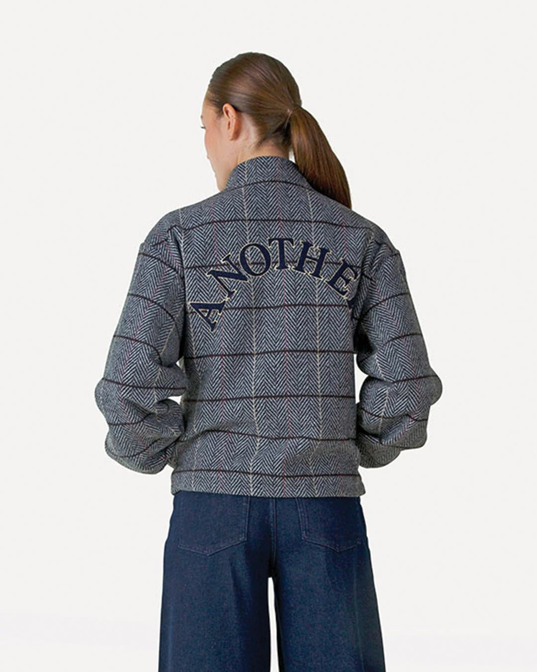 Another Label Sarah Check Jacket Donkergrijs Dames