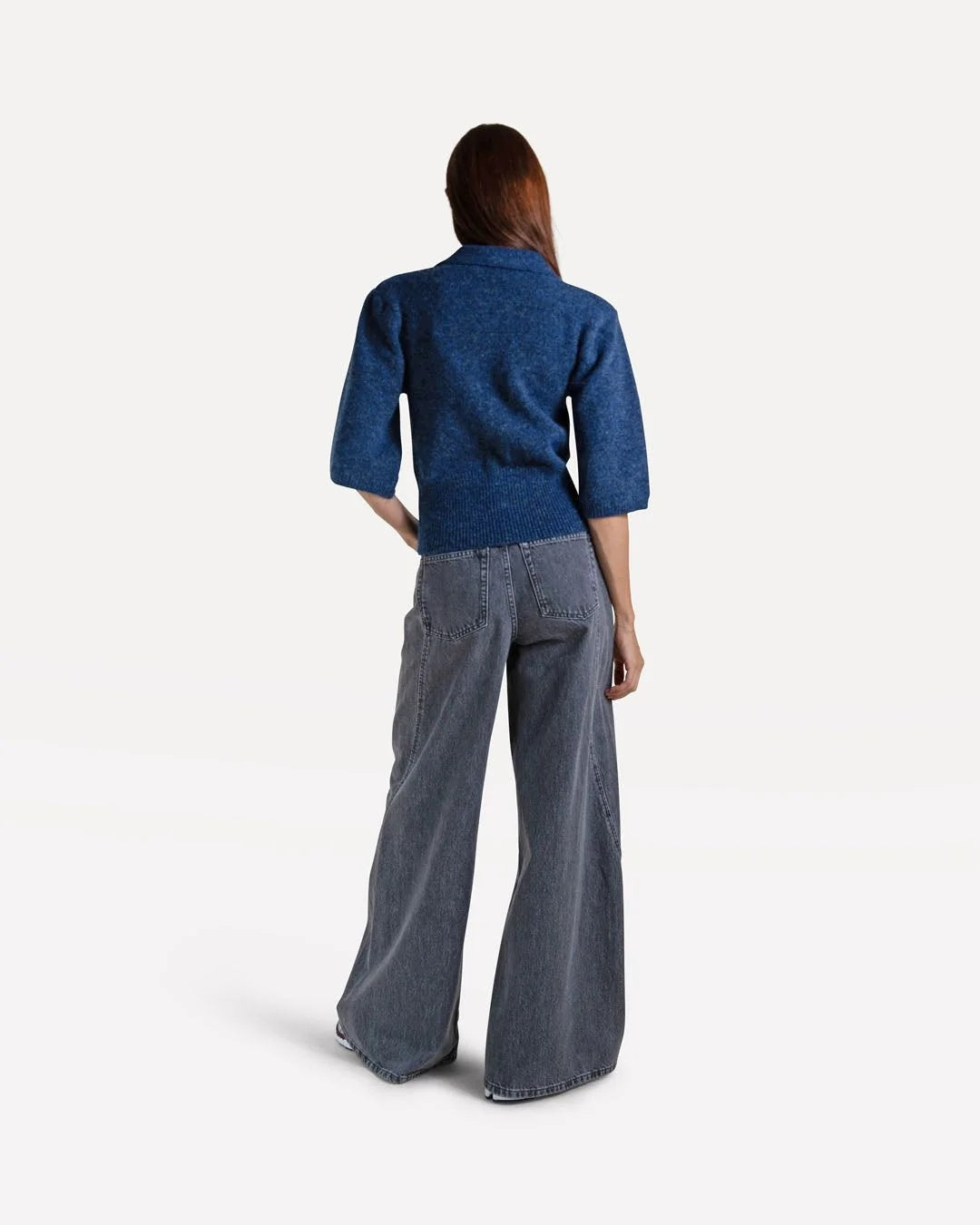 Another Label Talia Knitted Cardigan Donkerblauw Dames