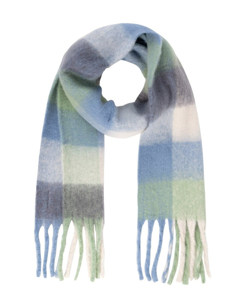 Another Label Thalia Check Scarf Blauw Dames