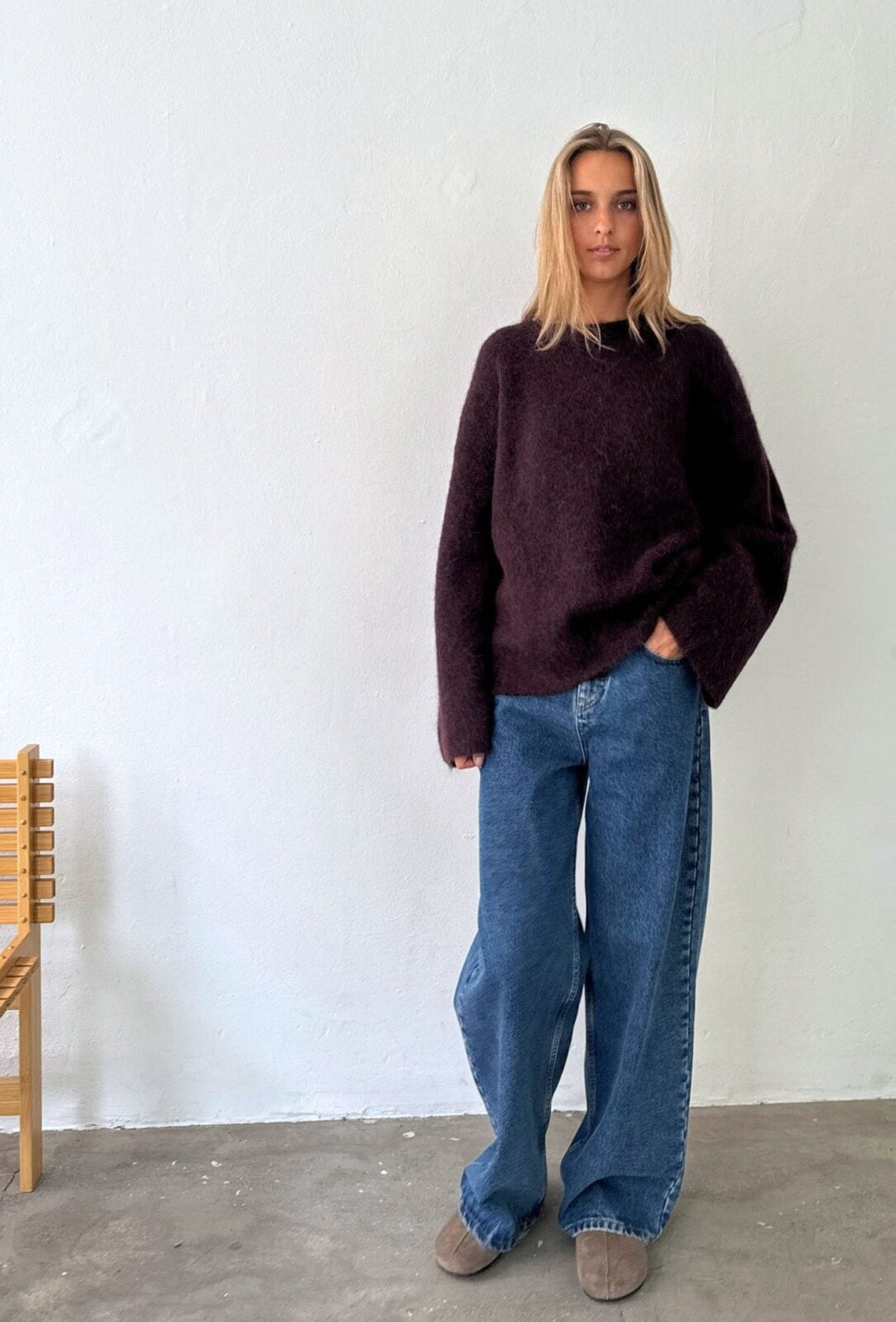 Boii Studios Alba Oneck Knit Donkerrood Dames