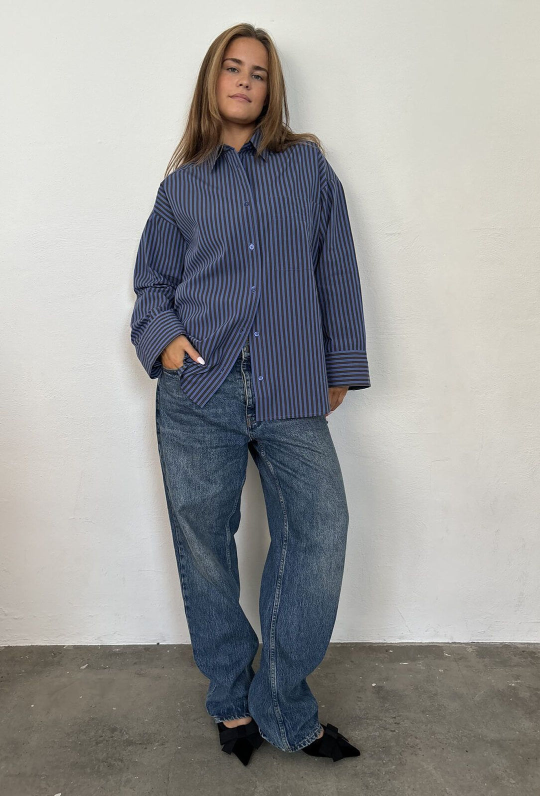 Boii Studios Fie Stripe Shirt Lichtblauw Dames
