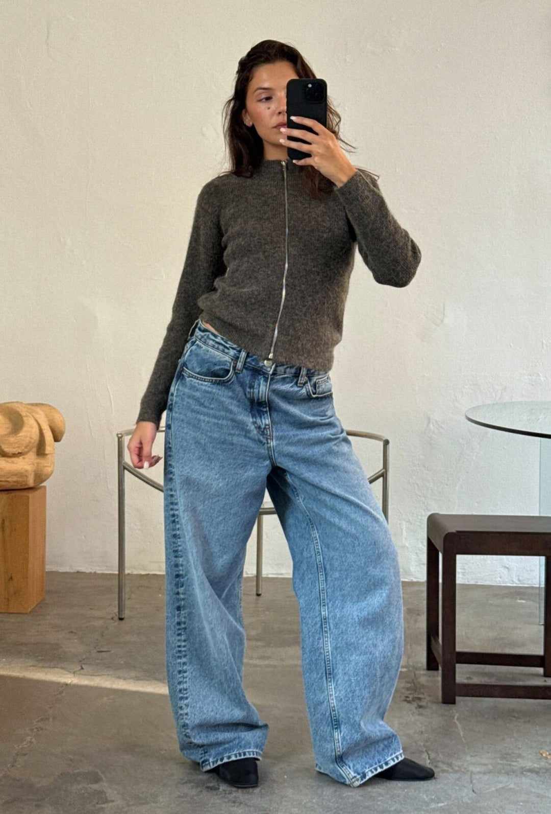 Boii Studios Milla Zipper Knit Donkerbruin Dames