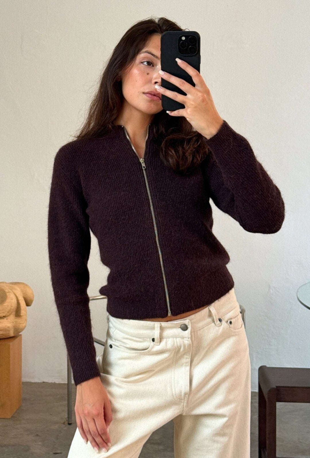 Boii Studios Milla Zipper Knit Donkerrood Dames