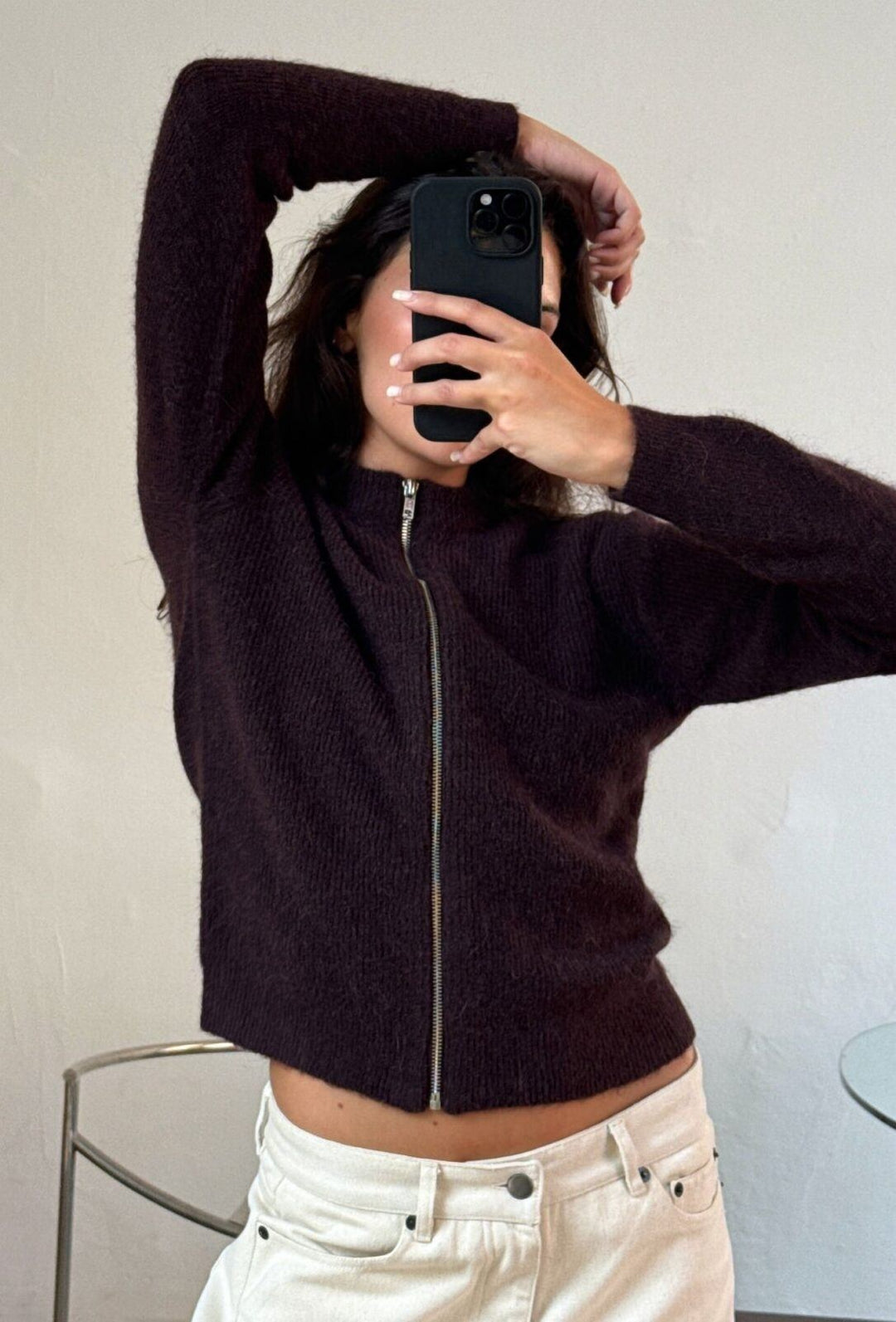 Boii Studios Milla Zipper Knit Donkerrood Dames