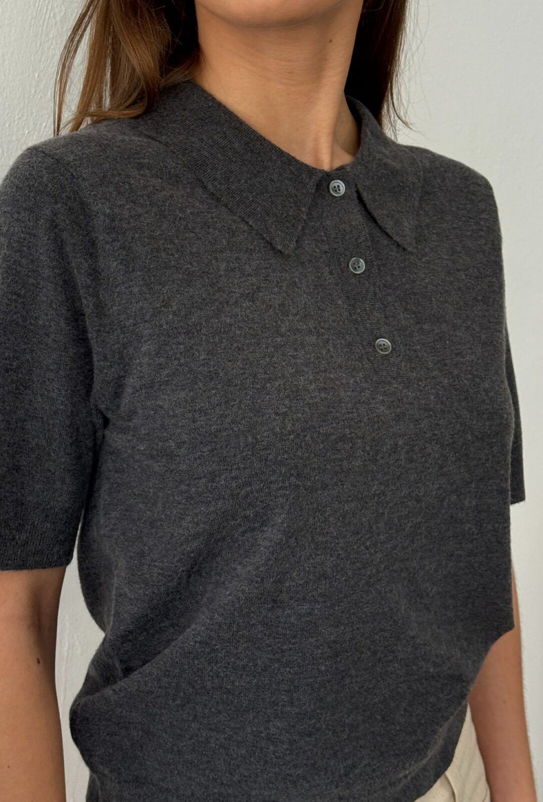 Boii Studios Mynthe Polo Knit Donkergrijs Dames