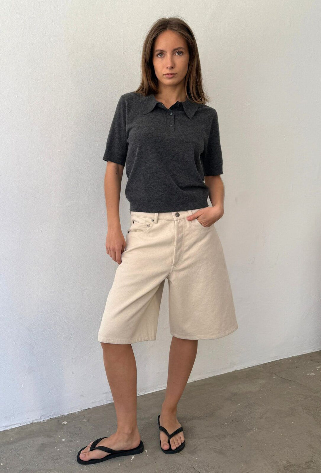 Boii Studios Mynthe Polo Knit Donkergrijs Dames