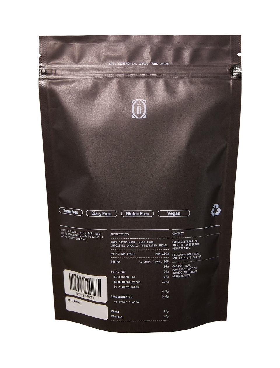 Cacaoii Ceremonial Grade Cacao - 225gr Donkerbruin Unisex