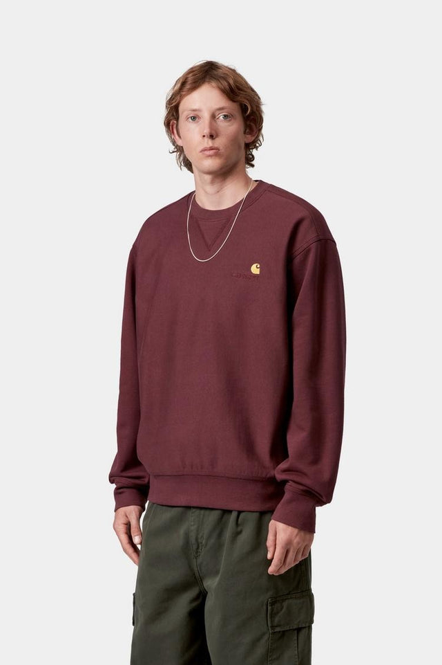 Carhartt WIP American Script Sweat Donkerrood Heren