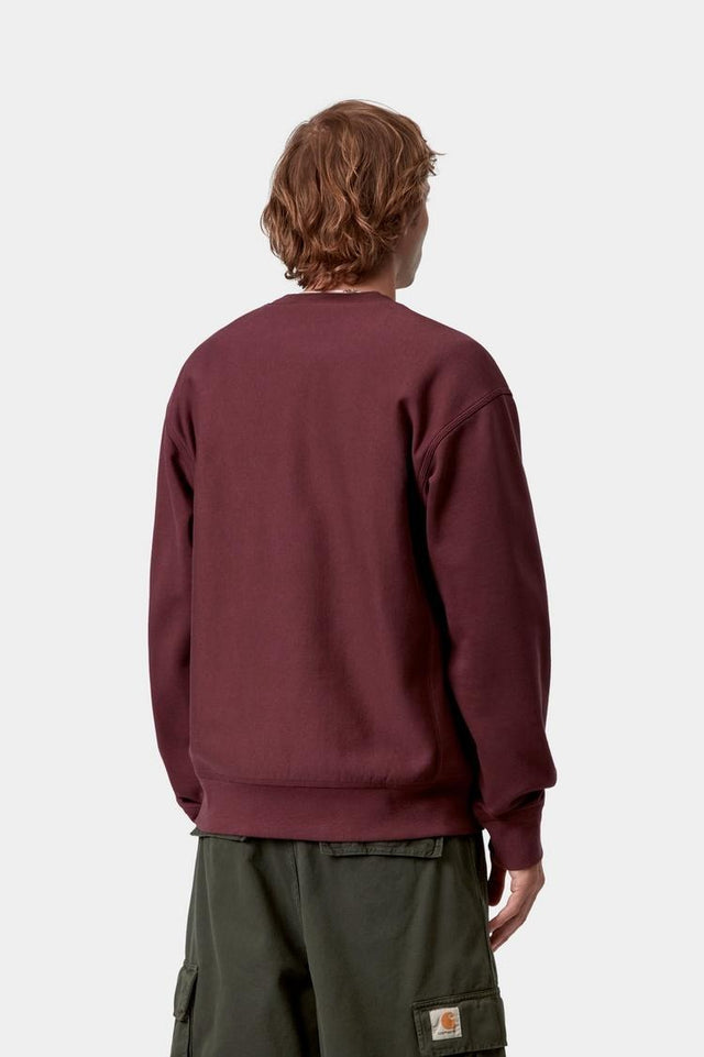 Carhartt WIP American Script Sweat Donkerrood Heren