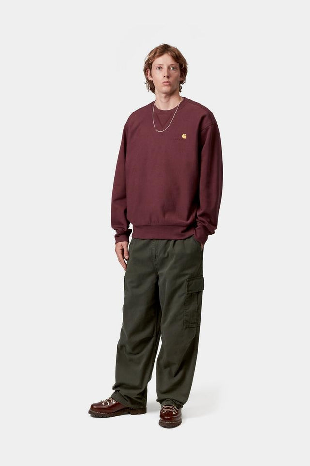 Carhartt WIP American Script Sweat Donkerrood Heren