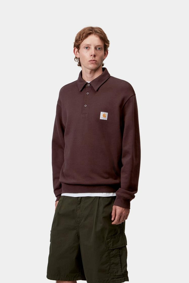 Carhartt WIP Polo Sweat Bruin Heren