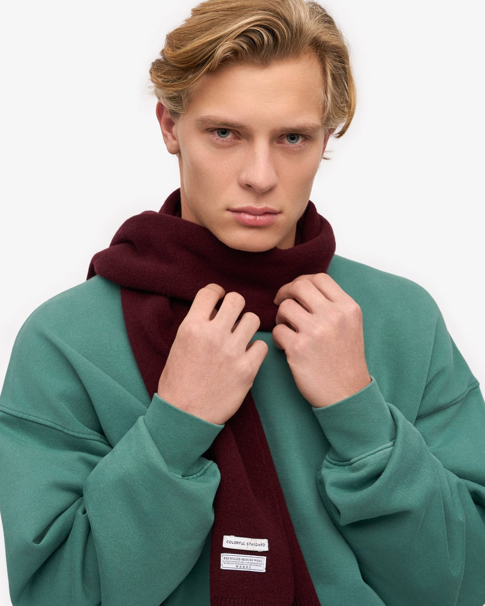 Colorful Standard Merino Wool Scarf Donkerrood Heren