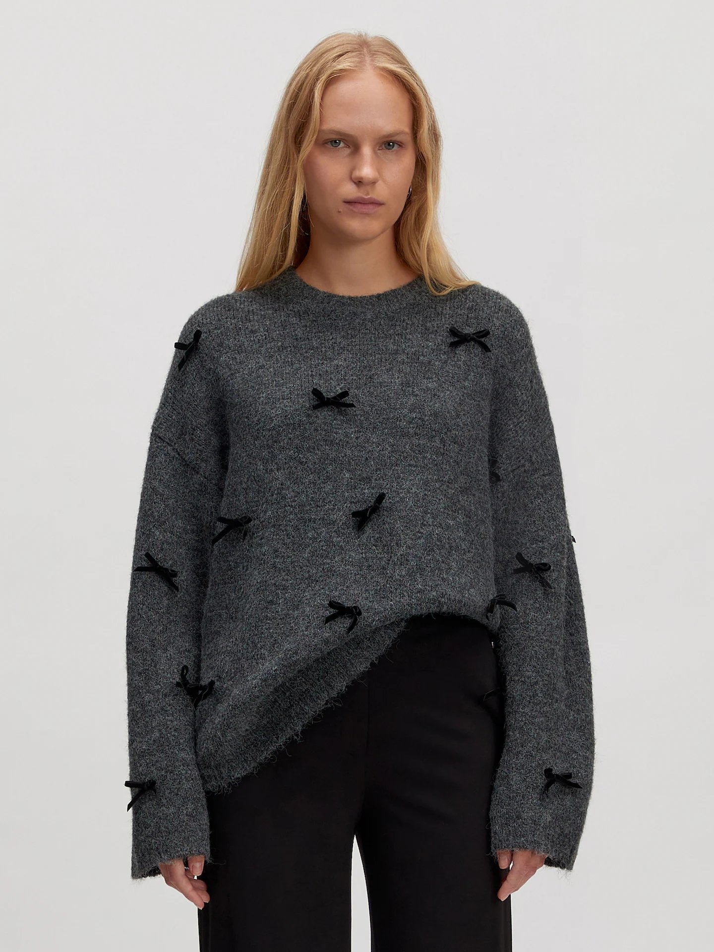 Edited Bailee Jumper With Bows Donkergrijs Dames