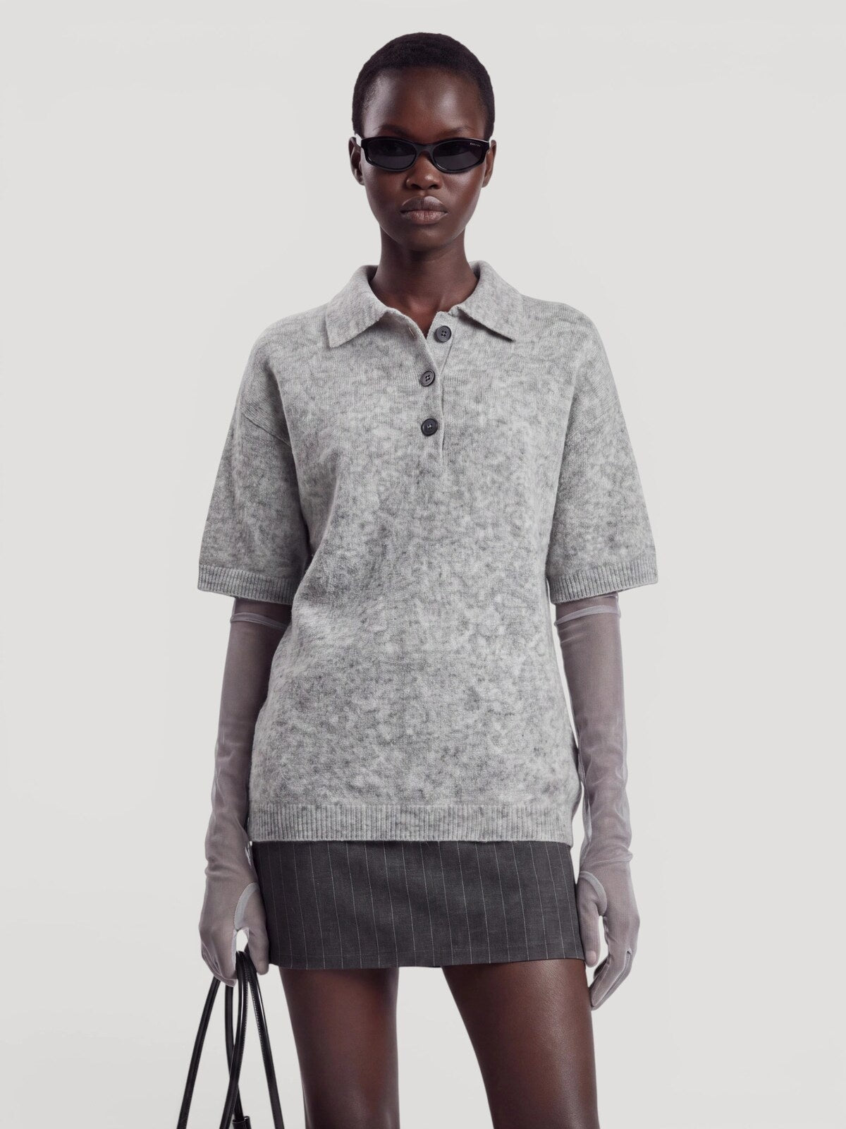 Edited Callie Polo Shirt Lichtgrijs Dames