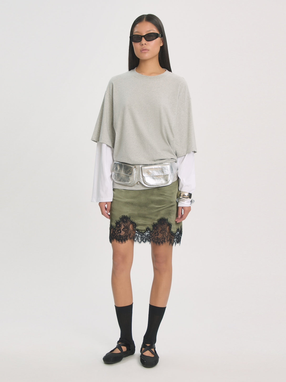 Edited Franja Skirt Donkergroen Dames