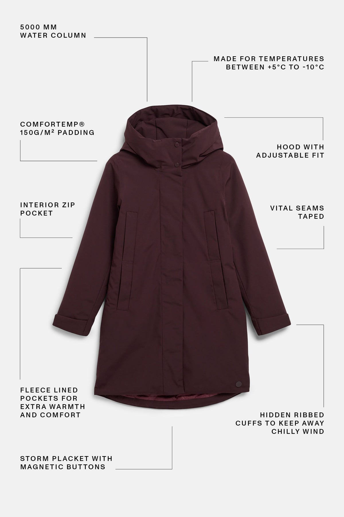 Elvine Eline Parka Donkerrood Dames
