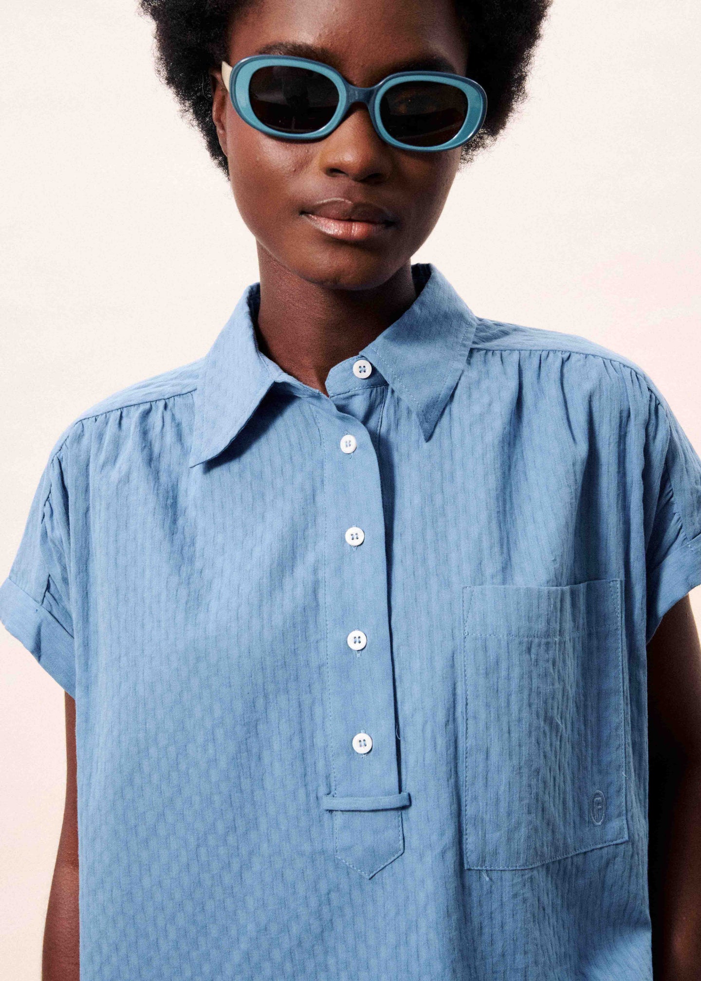 FRNCH Chemise Brizea Lichtblauw Dames