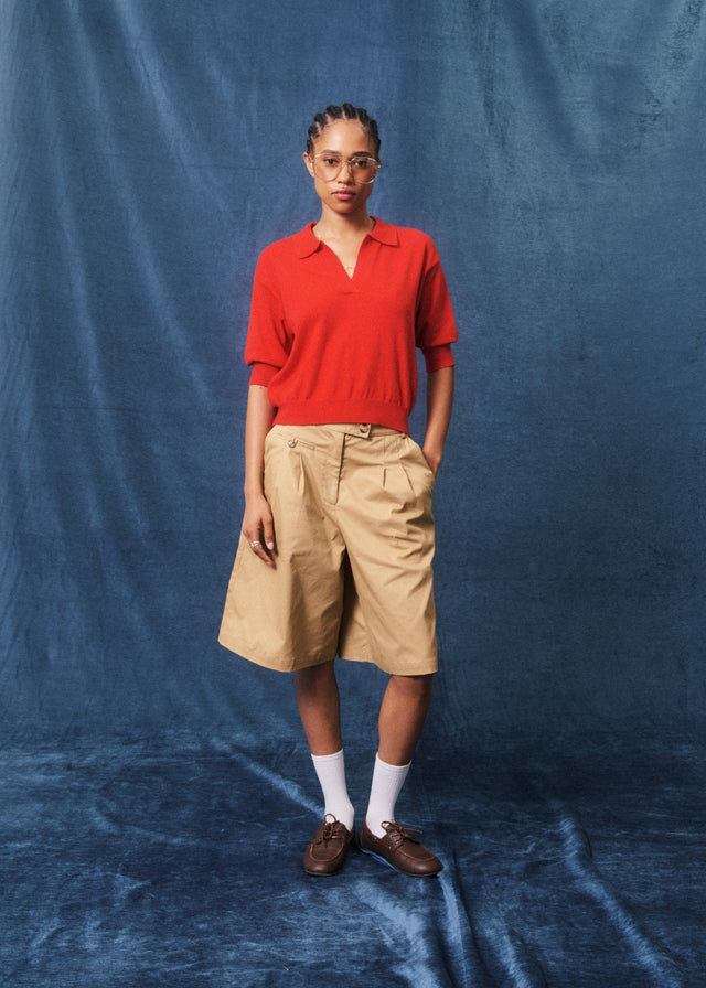 FRNCH Samona Knitted Polo Rood Dames