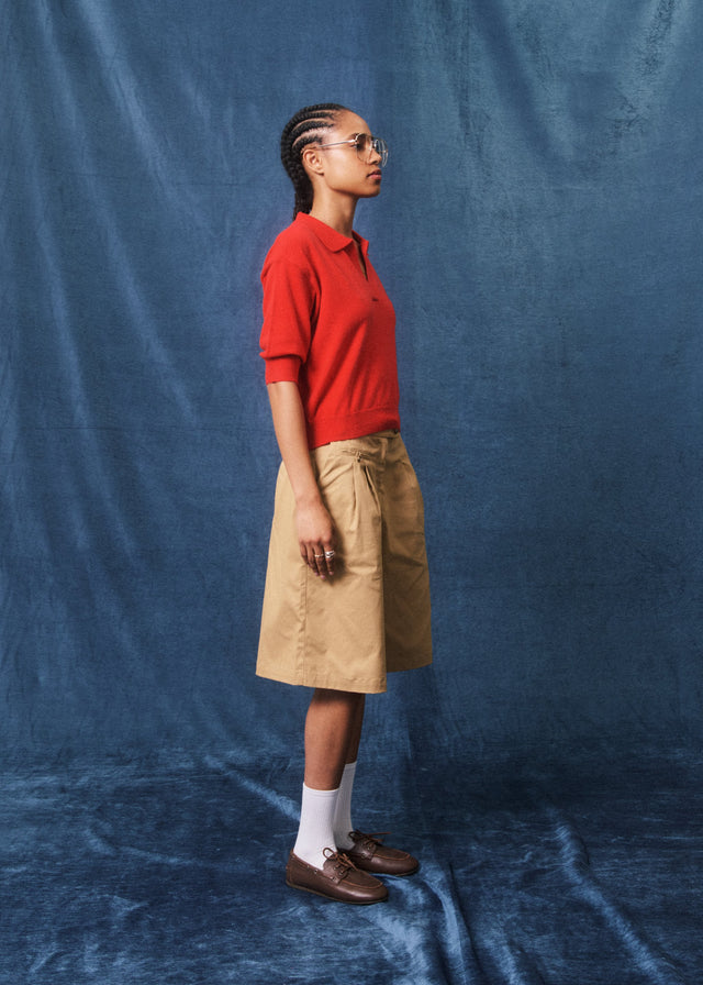 FRNCH Samona Knitted Polo Rood Dames