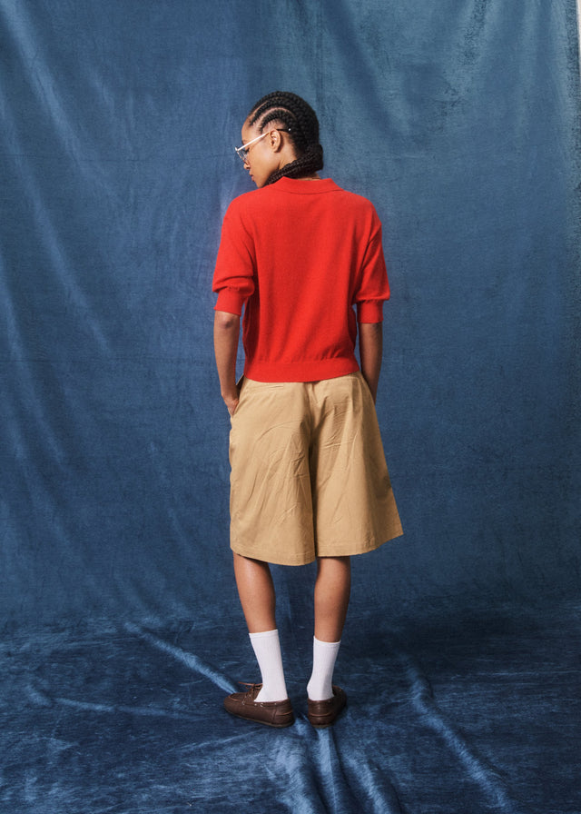FRNCH Samona Knitted Polo Rood Dames