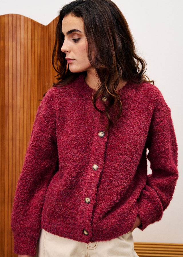 FRNCH Selkirk Cardigan Donkerrood Dames