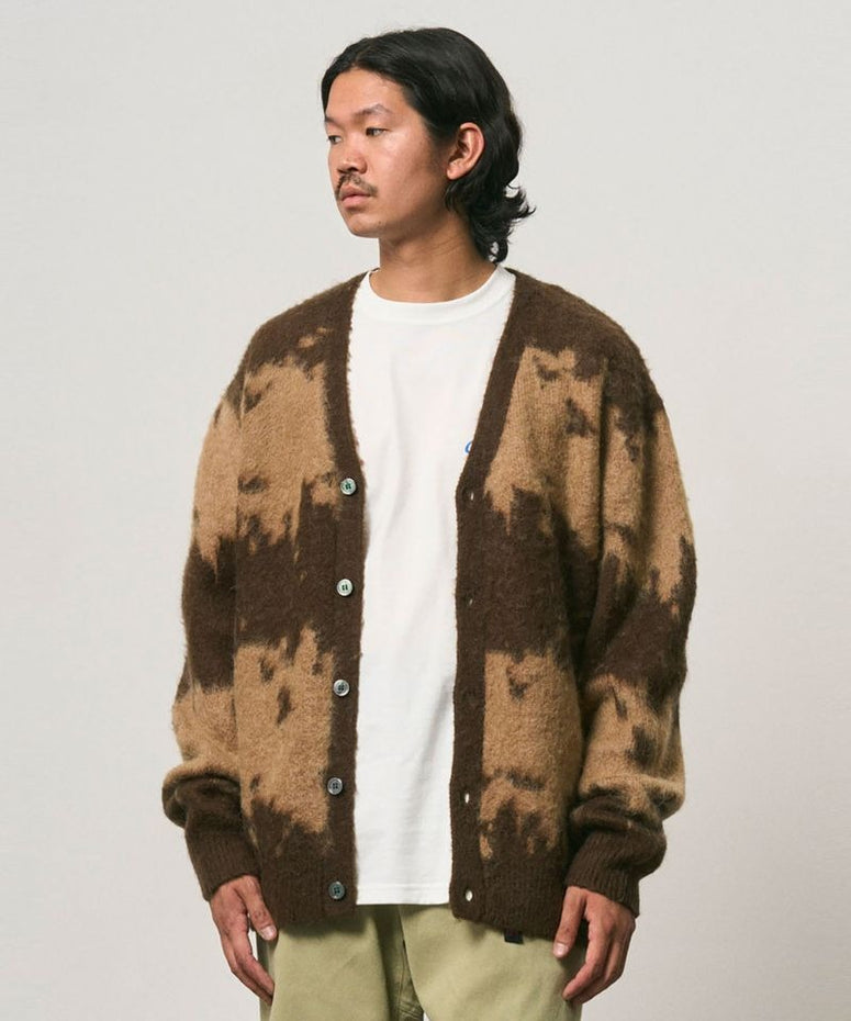 Gramicci Mohair Splatter Cardigan Lichtbruin Heren