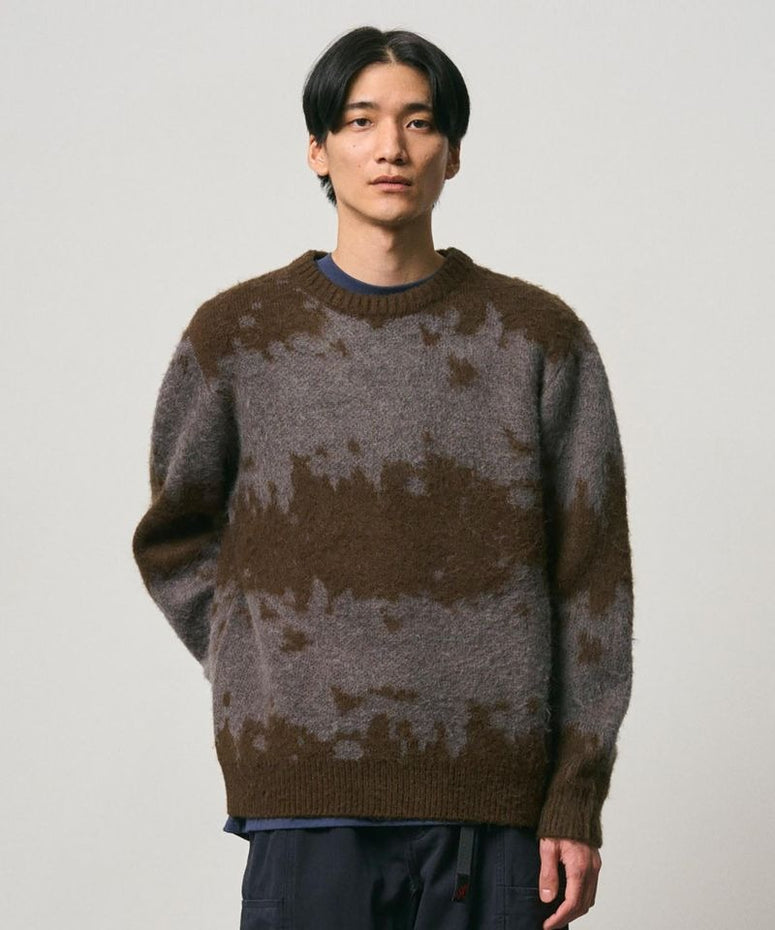 Gramicci Mohair Splatter Crewneck Donkergrijs Heren