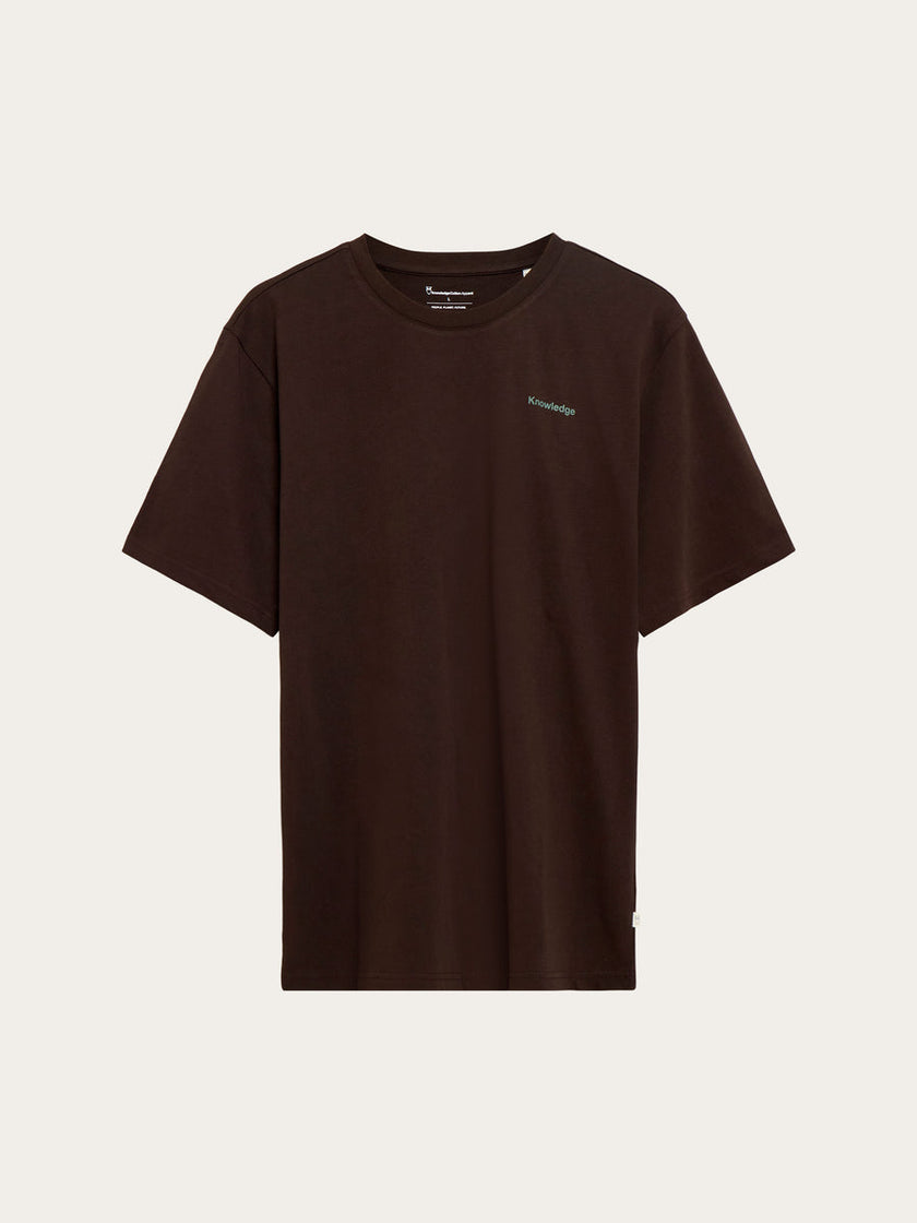 Knowledge Cotton Back Print T-shirt Donkerbruin Heren